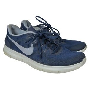 Nike Free RN 2017 Womens 11 Navy Blue Running Trainer Gym Athleisure Sneaker